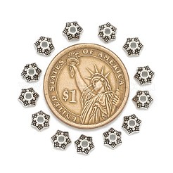 チベット風ビーズキャップ  ニッケルフリー＆鉛フリー  6  - 花びらの花  アンティークシルバー  7x3mm  穴：2mm&nbsp;X-AA188-AS-NR
