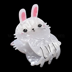 女性用PVCプラスチック爪ヘアクリップ  合金のパーツと  兎  ホワイト  50x40x49mm&nbsp;LS-PHAR-D016-02C