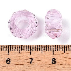 ガラスヨーロピアンビーズ  大穴ビーズ  芯金がない  ロンデル  パールピンク  14x8mm  穴：5mm&nbsp;GDA007-05