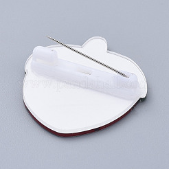 アクリル安全ピンブローチ  鉄ピンと  苺  レッド  40x35x8mm  ピン：0.8mm&nbsp;JEWB-D006-C04