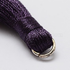 ナイロンタッセルパーツ  合金パーツ  パープル  31x7mm  穴：2x5mm&nbsp;HJEW-L013-07