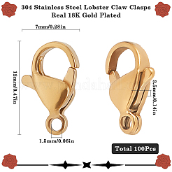 304 Stainless Steel Lobster Claw Clasps&nbsp;STAS-SP0001-73D