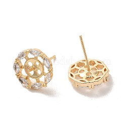 Golden Brass Micro Pave Cubic Zirconia Stud Earring Findings&nbsp;KK-P253-05A-G