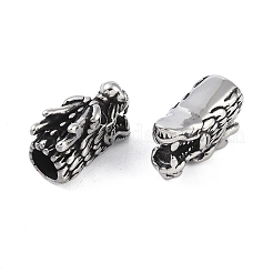 304ステンレススチールビーズ  大穴ビーズ  ドラゴン  アンティークシルバー  25x16x11.5mm  穴：8mm&nbsp;STAS-B061-03AS
