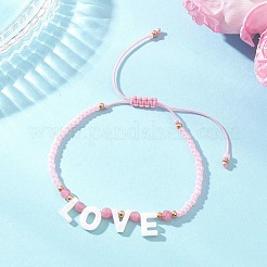 Valentine's Day Dyed Natural White Jade Bead & Rose Quartz & TOHO Round Seed Beads Braided Bead Bracelets for Women&nbsp;BJEW-MZ00244-01