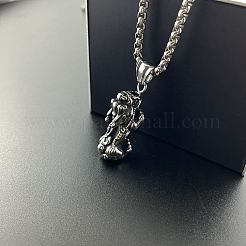 パンク 304 ステンレススチール パイシウ ペンダント ヒップホップ トレンディ メンズ ネックレス  ステンレス鋼色&nbsp;WA4144