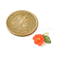 フロストアクリルフラワーペンダント  真鍮製丸カン付き  ミックスカラー  13.5x12.5x9mm  穴：3.5mm&nbsp;PALLOY-JF02307
