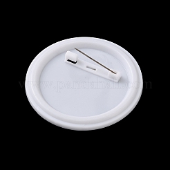 丸いプラスチック製のブローチ台座  フラットラウンドい無地のバッジボタン部品（鉄製のピン付き）  ホワイト  55x6mm&nbsp;KY-D025-02B