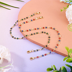 2Pcs 2 Colors Brass Enamel Curb Chain Bracelet Making&nbsp;AJEW-TAC00048