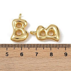 真鍮チャーム  文字チャーム  長持ちメッキ  ラックめっき  18KGP本金メッキ  文字B  20x12x5.5mm  穴：3mm&nbsp;KK-Z119-07G-B