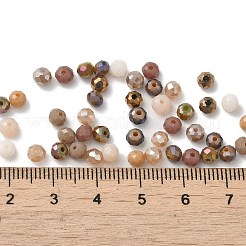 電気メッキガラスビーズ  多面カット  ラウンド  キャメル  4x3.5mm  穴：1mm&nbsp;GLAA-D020-01B