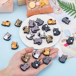6色のプラスチックビーズ  猫の形  ミックスカラー  30x24x9mm  穴：3mm  4個/カラー  24pc&nbsp;FIND-HS0001-05