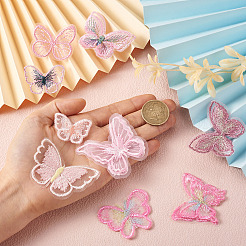 36Pcs 9 Style Butterfly Organgza Lace Embroidery Ornament Accessories&nbsp;DIY-BT0001-49