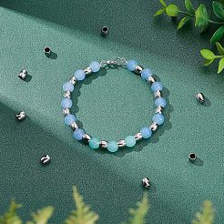 304ステンレススチールビーズ  バレル  ビーズコンテナ付  ステンレス鋼色  6x6mm  穴：4mm  約100個/箱&nbsp;STAS-UN0001-59P