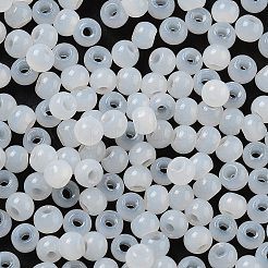 ガラスシードビーズ  模造キャットアイ  ロンデル  ホワイト  4x3.3mm  穴：1.4mm&nbsp;SEED-M011-02A-03