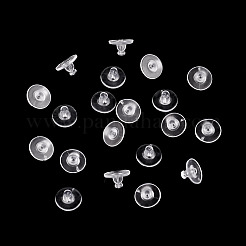 100個のプラスチック製イヤーナット  ピアスバックキャッチ  クラッチピアスバックキャッチ  透明  10x6mm  穴：0.5mm&nbsp;KK-TADJ0001-36