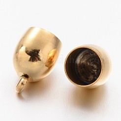 イオンプレーティング（IP）304ステンレススチールコードエンド  エンドキャップ  オーバル  ゴールドカラー  14x10mm  穴：2mm  8mm内径&nbsp;X-STAS-K108-01G