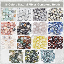 375Pcs 15 Style Natural Mixes Gemstone Round Beads&nbsp;G-NB0002-90