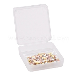 150個3色真鍮スペーサービーズ  多面カット  コラム  ミックスカラー  3x3mm  穴：1.5mm  50個/カラー&nbsp;KK-LS0001-12