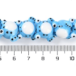 手作りランプワークビーズ連売り  カエル  ディープスカイブルー  15x19.5x17mm  穴：1.6mm  約35個/連  15.98''（40.6センチメートル）&nbsp;LAMP-P066-07C
