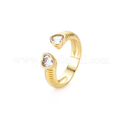 Brass Micro Pave Cubic Zirconia Cuff Rings&nbsp;RJEW-S045-155G