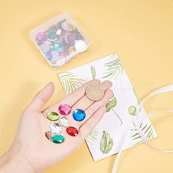 縫い付けラインストーン  台湾アクリルラインストーン  二つの穴  衣料品アクセサリー  フラットバックと多面カット  混合図形  ミックスカラー  10.8x7.4x1.8cm  80個/箱&nbsp;ACRT-PH0001-09