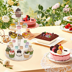 5段アクリルサークルデザートディスプレイライザー  ミニカップケーキオーガナイザーホルダー  パーティー用品  透明  完成品：30x40cm&nbsp;ODIS-WH0001-49