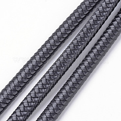 レザー編組コード  擬似皮ひもを内側に  ブラック  11~12x6mm  約10.93ヤード（10m）/ロール&nbsp;WL-R009-12x6-01
