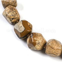 Natural Picture Jasper Nuggets Beaded Necklaces for Women Men&nbsp;NJEW-K388-01F