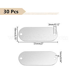 アルミ製オーバルコネクターチャーム30個  空白のドッグタグ  銀  51x19x1mm  穴：3mm&nbsp;FIND-WR0011-39
