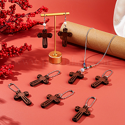 70Pcs Cross Wood Pendant Decorations&nbsp;HJEW-FH00123