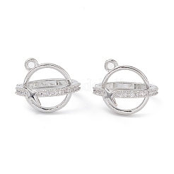 Rack Plating Brass Pave Clear Cubic Zirconia Bead Cage Pendants&nbsp;KK-G464-10P