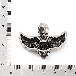 レトロな304ステンレススチールペンダント  翼のチャーム付き頭蓋骨  アンティークシルバー  38x45.5x12.5mm  穴：6x9mm&nbsp;STAS-I205-07AS