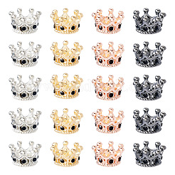 20個 4色合金ヨーロピアンビーズ  大穴ビーズ  ラインストーン付き  クラウン  ミックスカラー  11.5x6mm  穴：5mm  5個/カラー&nbsp;MPDL-TA0001-06