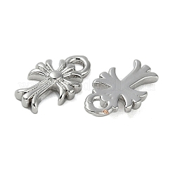 真鍮チャーム  カドミウムフリー＆ニッケルフリー＆鉛フリー  クロスチャーム  プラチナ  10x6x2mm  穴：1mm&nbsp;KK-U045-06P
