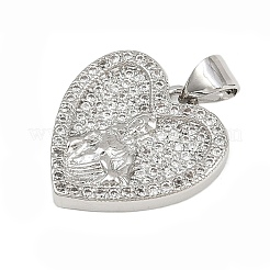 Brass Micro Pave Cubic Zirconia Pendants&nbsp;KK-P323-11B-P02
