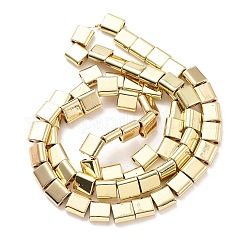 合成磁気ヘマタイトビーズ連売り  2穴  長方形  ライトゴールドメッキ  5.5~6x6x3mm  穴：1.4mm  約65個/連  16.14''（41センチメートル）&nbsp;G-M095-N01-01LG