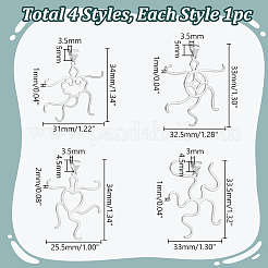 4Pcs 4 Styles Brass Pendant Cabochon Settings&nbsp;KK-PH0010-44P