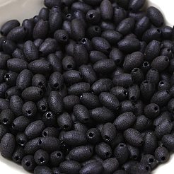 不透明色のガラスシードビーズ  丸い穴  オーバル  ブラック  5.5~6x3.5~4mm  穴：0.8mm  約4500個/500g&nbsp;SEED-F006-02A-05