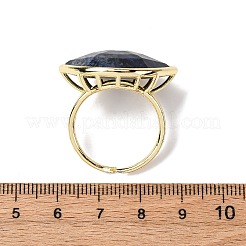 Horse Eye Natural Gemstone Cuff Rings&nbsp;RJEW-M076-04G