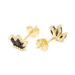 Brass Micro Pave Cubic Zirconia Stud Earring&nbsp;EJEW-C021-02G