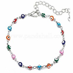 Christmas Brass Evil Eye Enamel Link Chain Anklets for Women&nbsp;WGC2D50-03