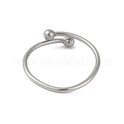 Non-Tarnish 304 Stainless Steel Round Ball Open Cuff Finger Rings for Women&nbsp;RJEW-C105-01P