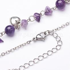 Natural Amethyst Pendant Necklaces&nbsp;NJEW-JN01743-02