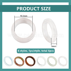 6個、6種類の天然＆合成石の指輪（ユニセックス）  内径：19.3mm  1個/スタイル&nbsp;RJEW-BC0001-25