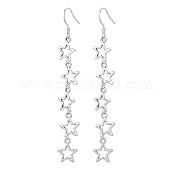 合金スターのダングルのイヤリング  304ステンレススチールピアスフック付き  アンティークシルバー  90x12mm&nbsp;EJEW-TA00623