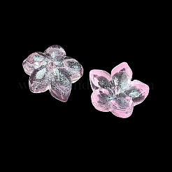 染色・加熱ガラスビーズキャップ  5  - 花びらの花  ライラック  9x9.5~10x3.8mm  穴：1mm&nbsp;GLAA-Z019-02F