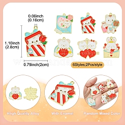 12Pcs 6 Styles Valentine's Day Alloy Enamel Pendants&nbsp;ENAM-FS0002-34