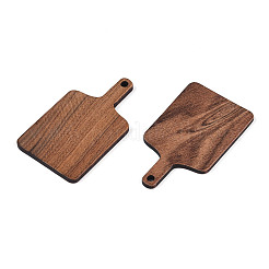 ウォールナットウッドペンダント  長方形  キャメル  41.5~42x24x2~3mm  穴：2mm&nbsp;WOOD-T032-25