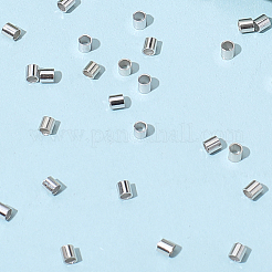 ロジウムメッキ100個、スターリングシルバースペーサービーズ925個  コラム  プラチナ  2x2mm  穴：1.5mm  100個/セット&nbsp;STER-BBC0008-89